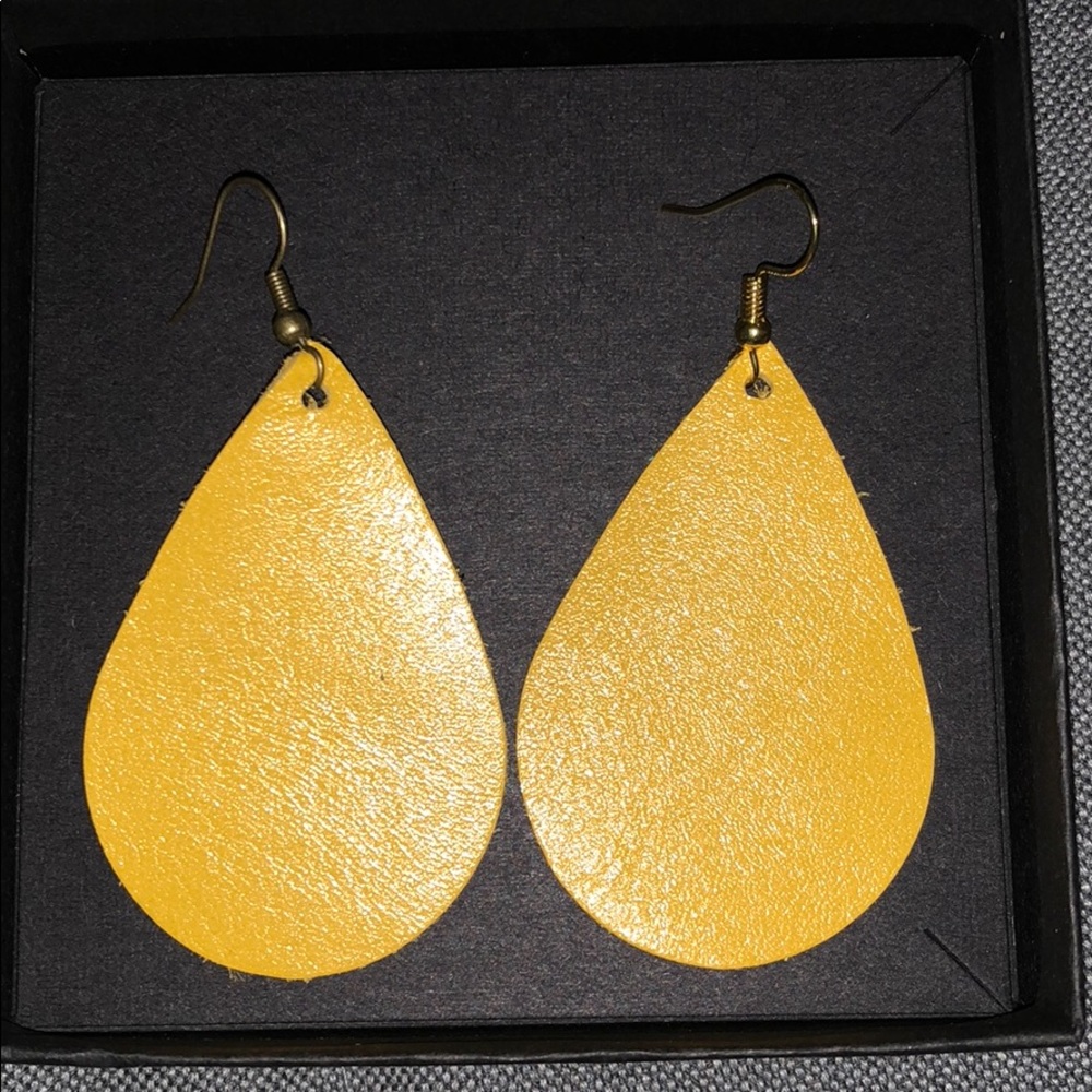Mustard Yellow Leather Earrings